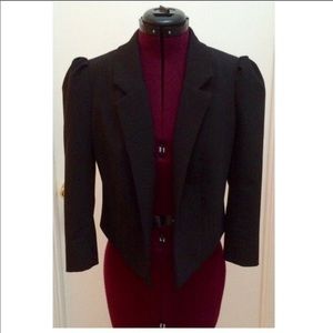 Aqua Cropped 3/4 Sleeve Black Blazer Small